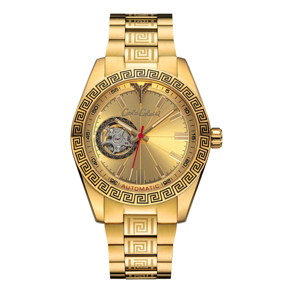 Carlo Colucci Men's Yellow Watches, One Size, Round Stainless Steel Watch