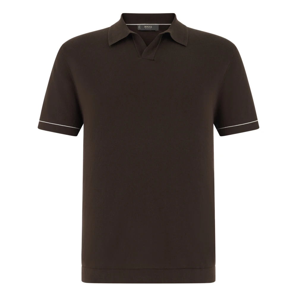 Boggi Milano Uomo Marrone - Polo In Maglia Di Crêpe Di Cotone - Tops - L