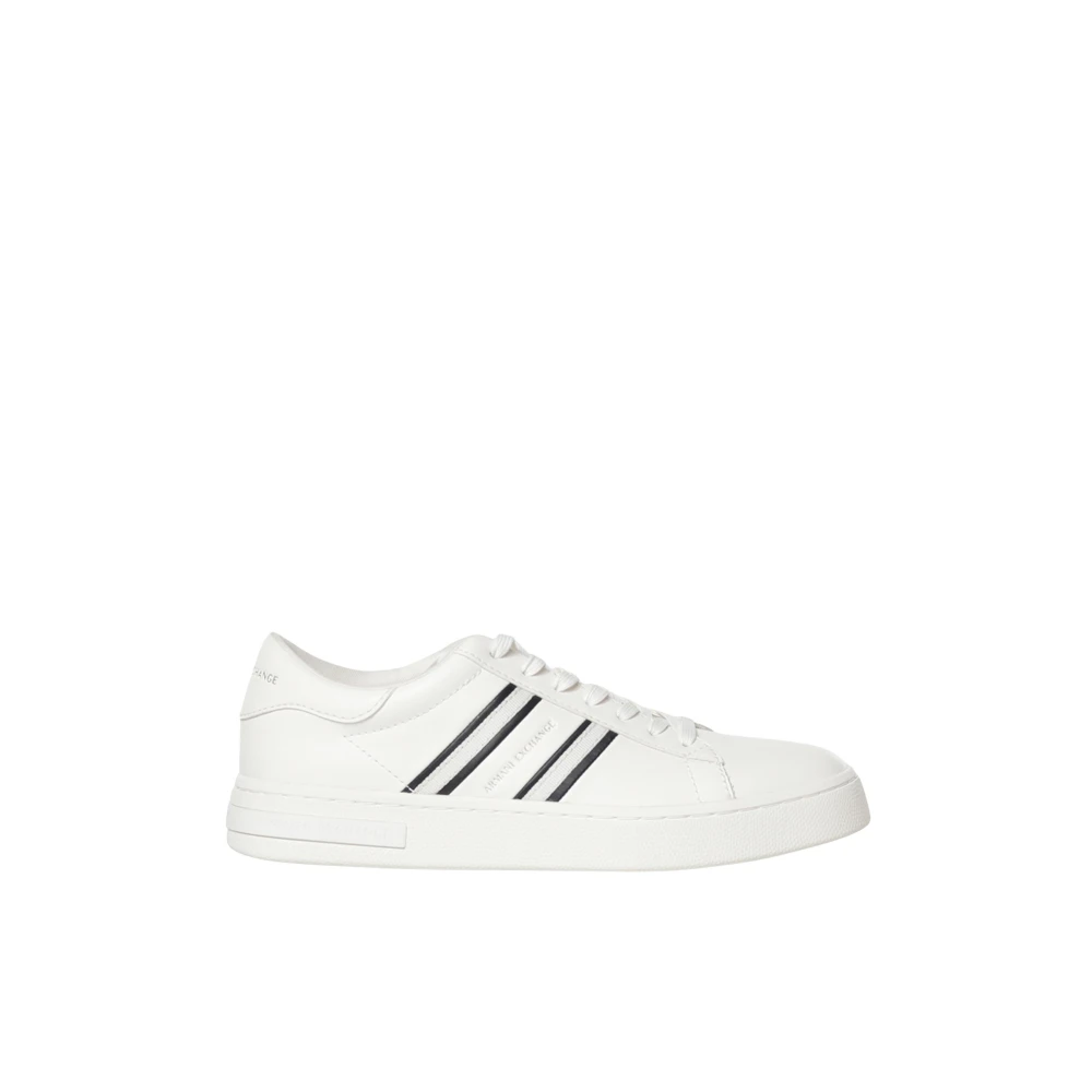 Armani Exchange , Sneakers, Male, White, 10 Uk, Trainers With Webbing And Rubber Sole