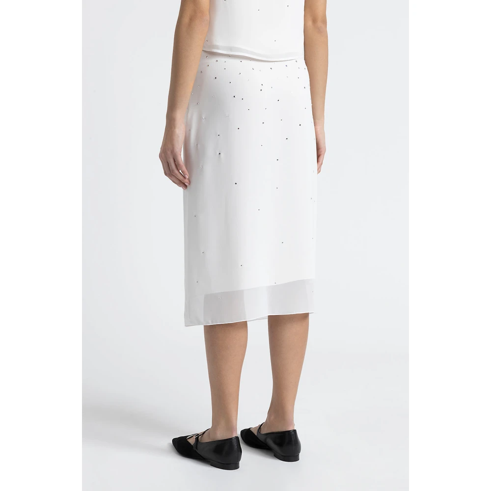 PESERICO Lichte crêpe halfdoorschijnende rok White Dames