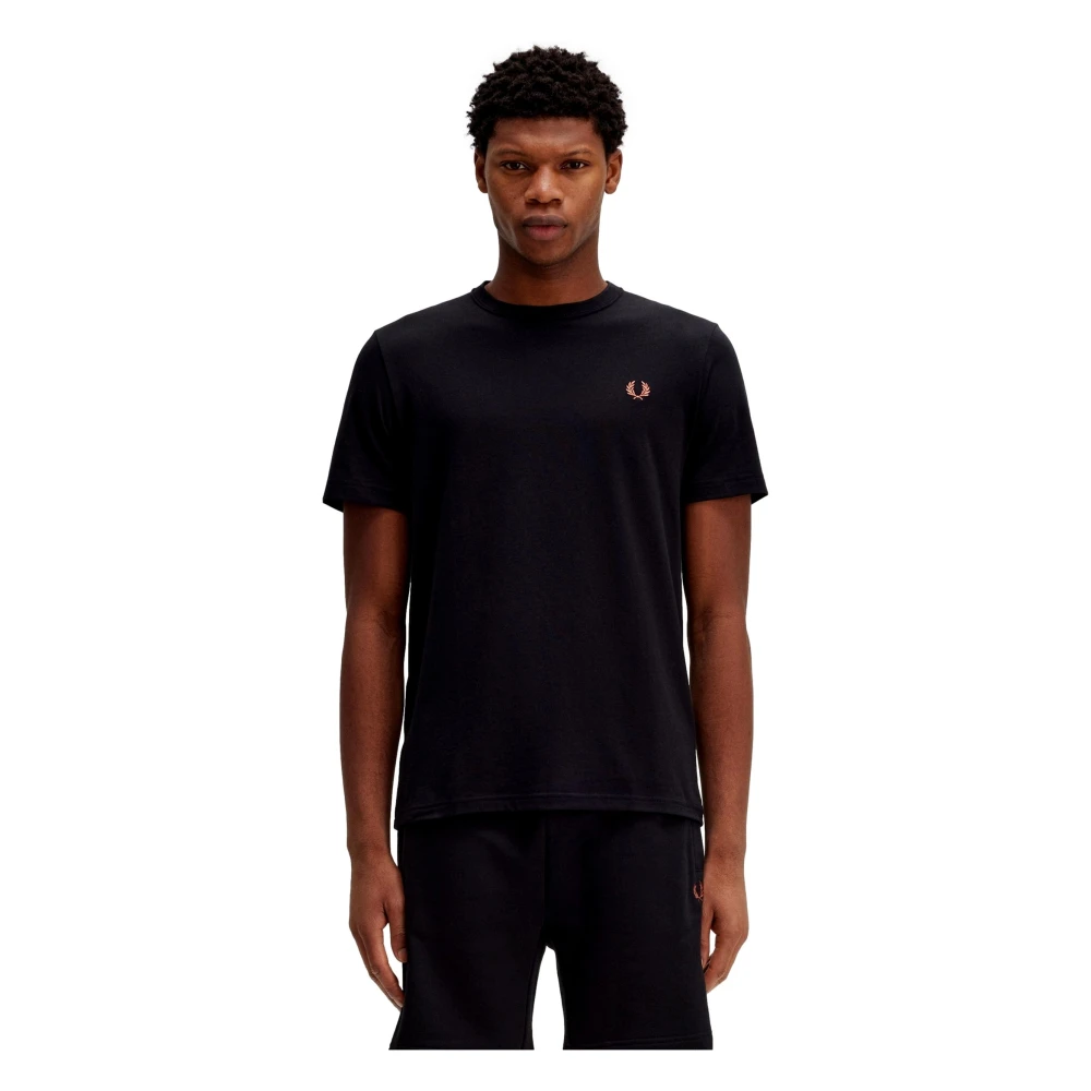 Fred Perry Zwart Logo Crew Neck T-Shirt Black Heren