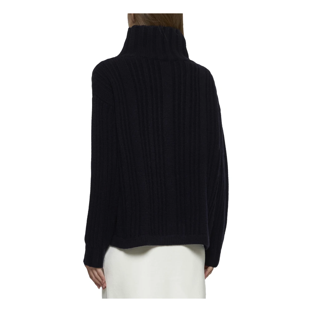 Max Mara Navy Blue Mock Neck Sweater Blue Dames