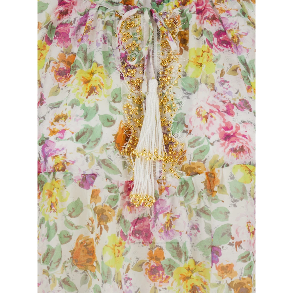 Anjuna Bloemenjurk met gerimpelde mouwen Multicolor Dames