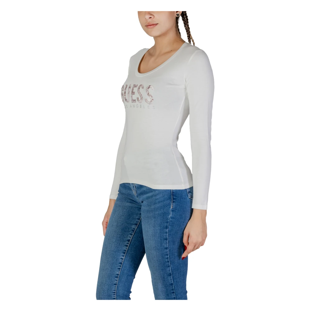 Guess Lange Mouwen T-shirt Lente Zomer Collectie White Dames
