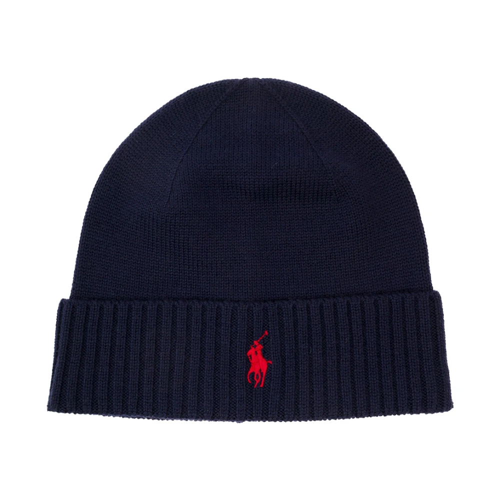 Polo Ralph Lauren Geborduurde Logo Beanie Hoeden Blue Heren