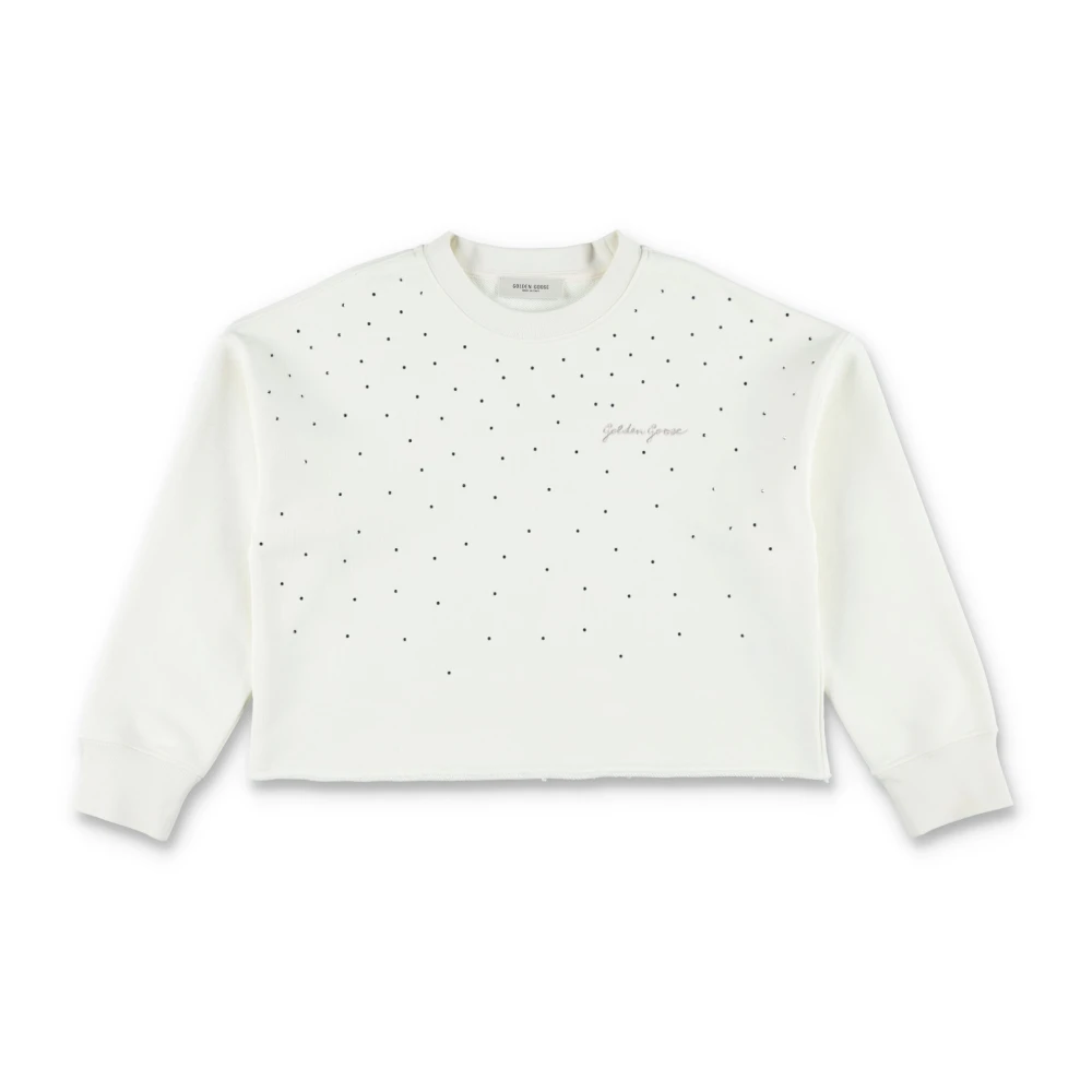 Golden Goose Girls White Fleece Crop - Kids Sweatshirts - 8 Y - Kids