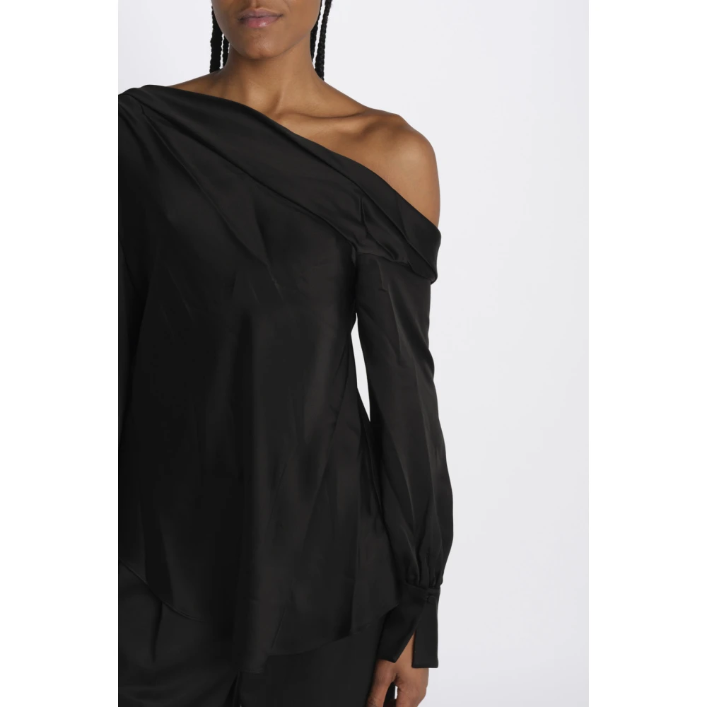 Simkhai Zwart Satijnen Shirt Alice Black Dames