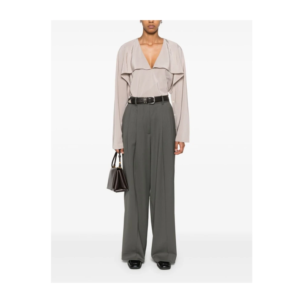 P.a.r.o.s.h. Grijze Wollen Twill Broek Gray Dames