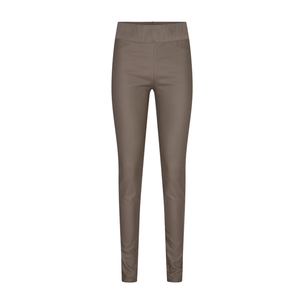 Freequent Gecoate Powerstretch Skinny Broek met Hoge Taille Brown Dames