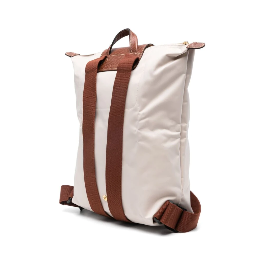 Longchamp Canvas rugzak met omslagtop Beige Dames