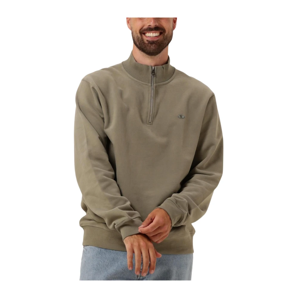 The GoodPeople Groene Half Zip Sweater Lucca Green Heren