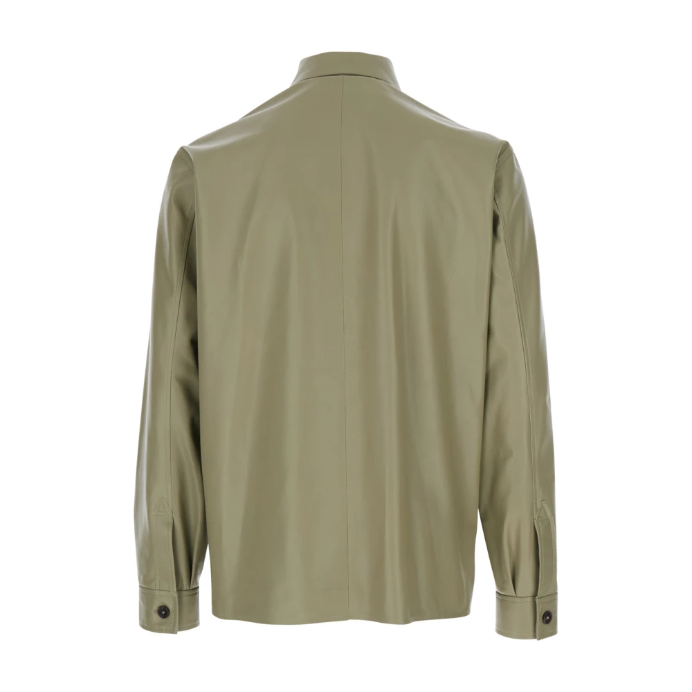 Arma Lush Groen Shirt Klassieke Kraag Leren Knopen Green Heren