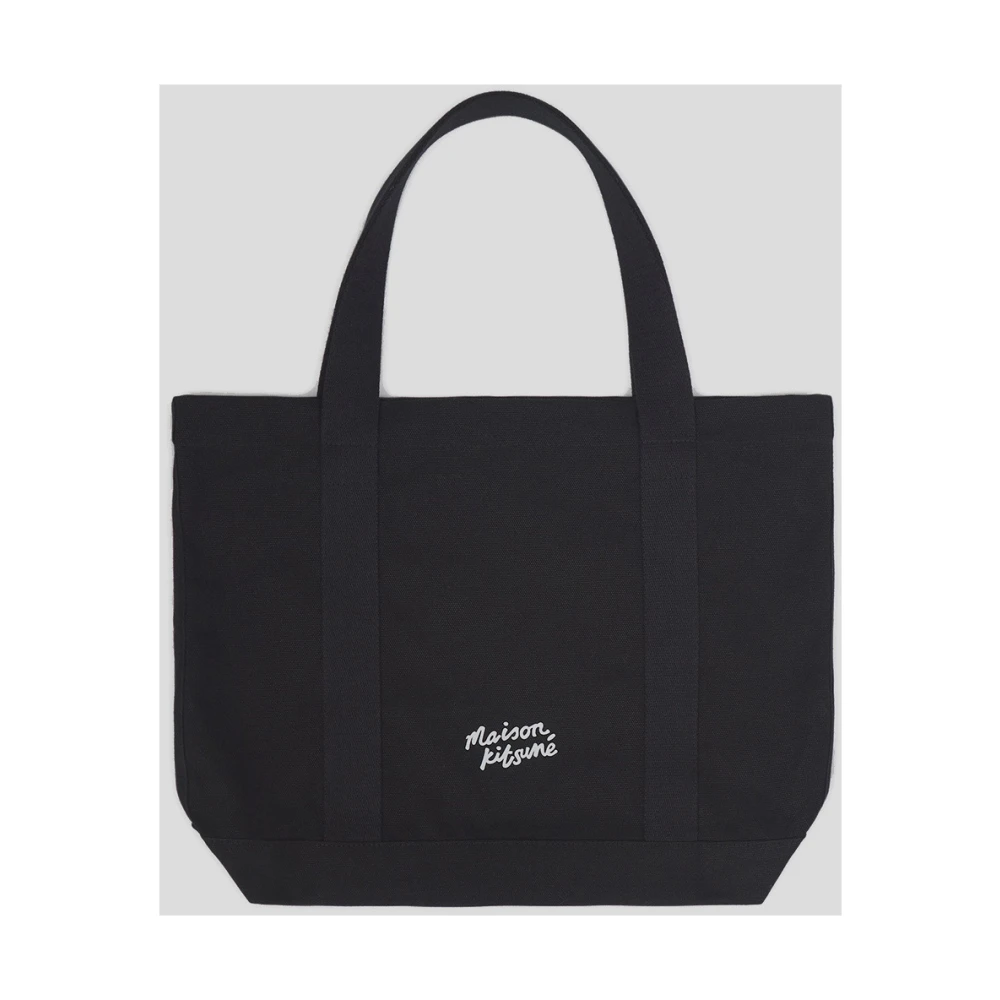 Maison Kitsuné Katoenen Tote Bag voor Mannen Black Heren