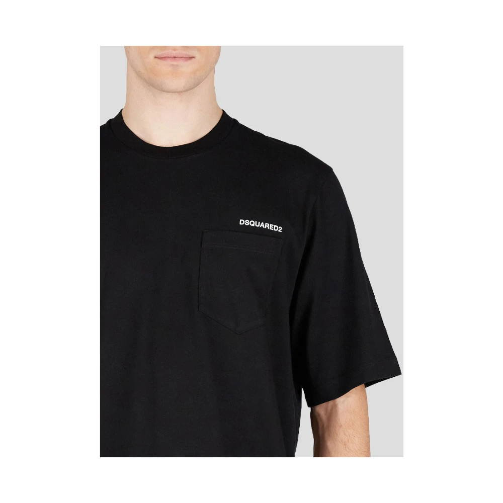 Dsquared2 Zwarte Katoenen Oversized T-shirt Hotel Print Black Heren