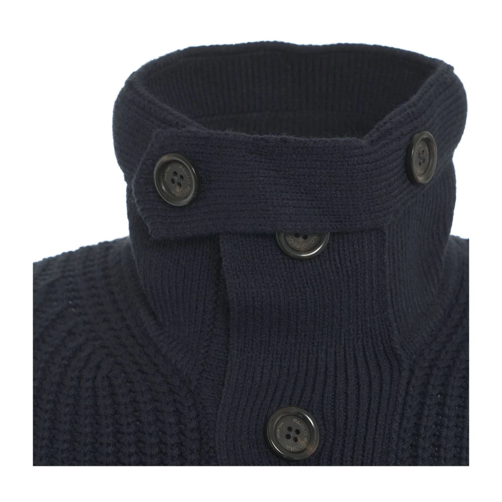 Paolo Pecora Blauwe Gebreide Trui Aw24 Handwas Blue Heren