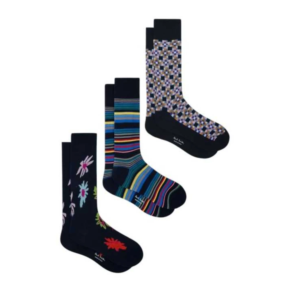 Paul Smith Unisex Multicolor Ondergoed Veelkleurig, One Size, Katoen, M1a Sock Usnl 47 3-Pack Sokken