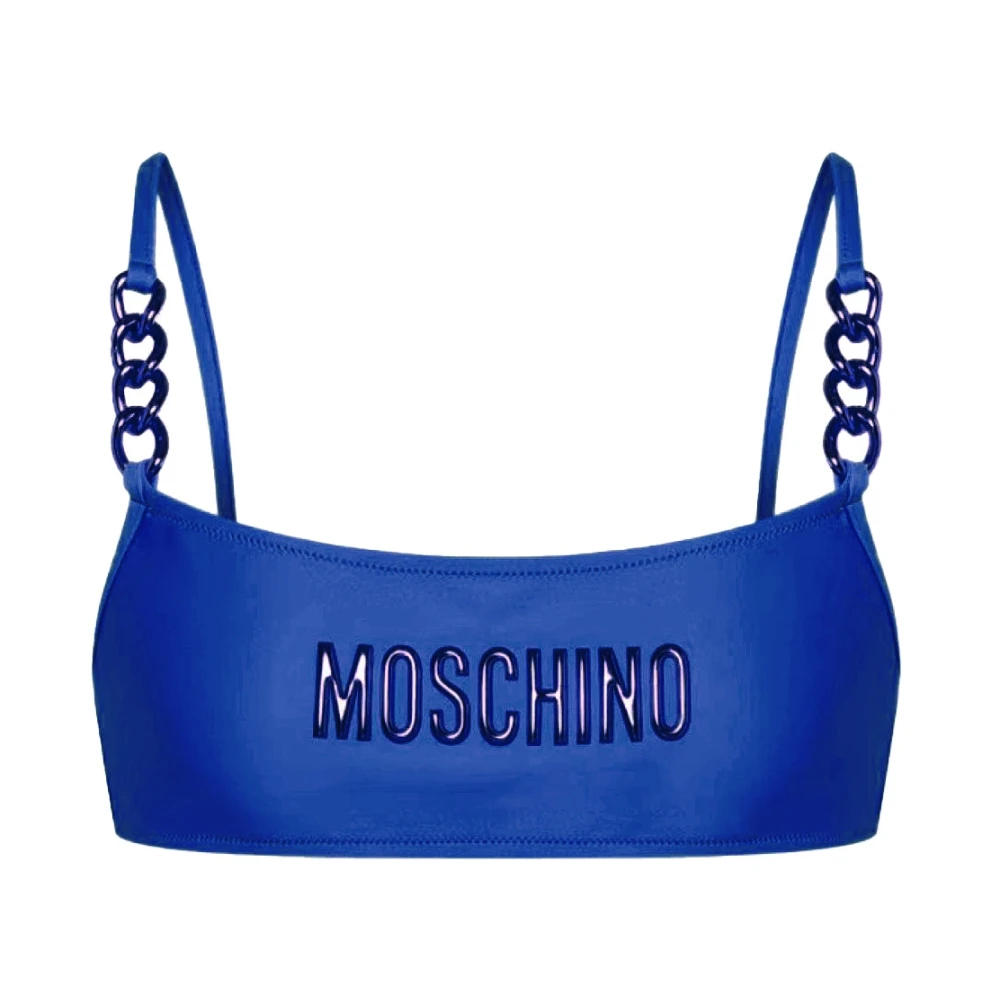 Moschino Women's Blue Metal Chain Bikini Top - Bikinis - Xl - Swimwear