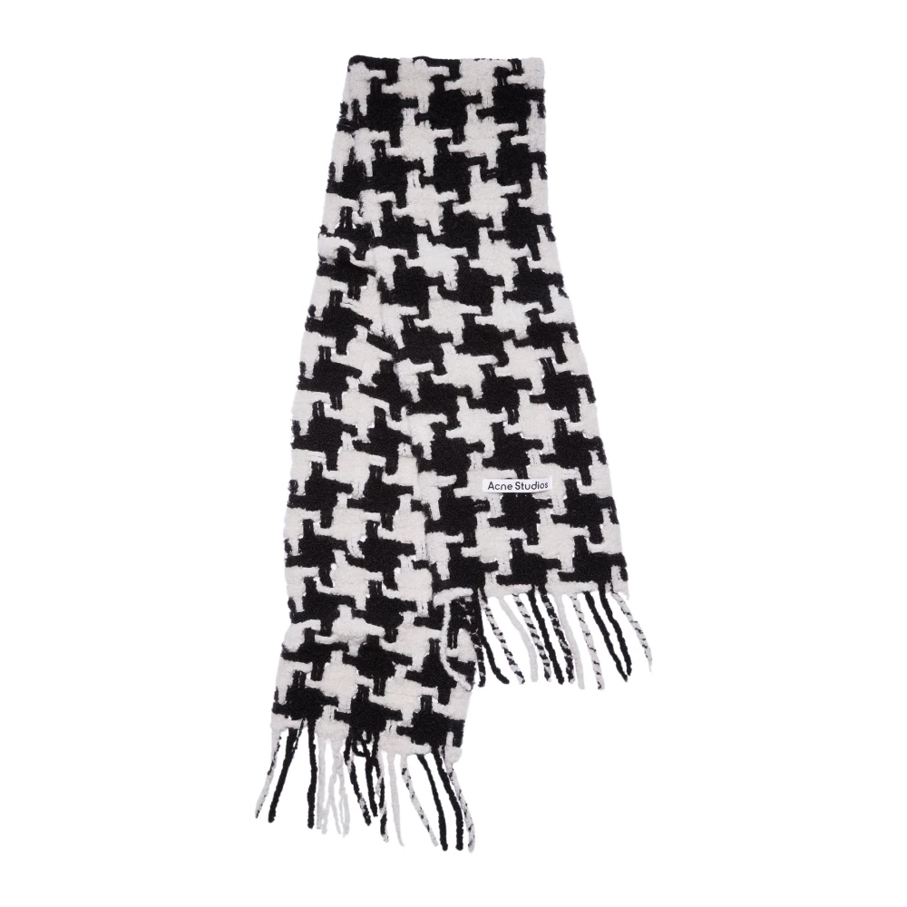 Acne Studios Houndstooth Franje Sjaal Black Dames