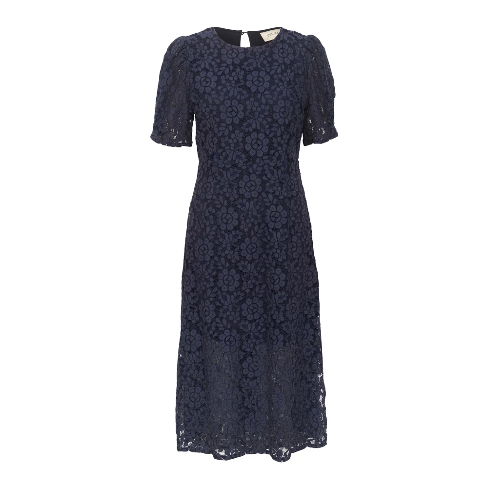 Cream Elegante Kant Jurk Total Eclipse Blue Dames