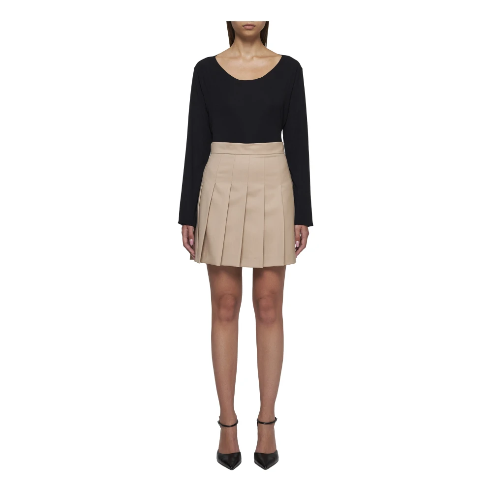 Max Mara Studio Angel Tan Geplooide Minirok Beige Dames