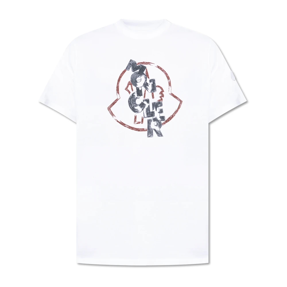 Moncler T-shirt met logo White Heren
