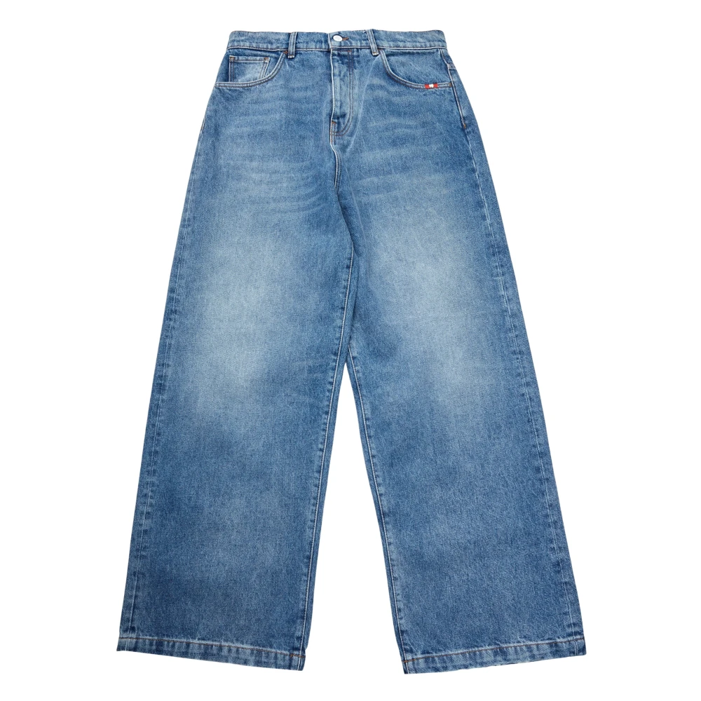 Amish Wijde Denim Blauwe Jeans Blue Heren