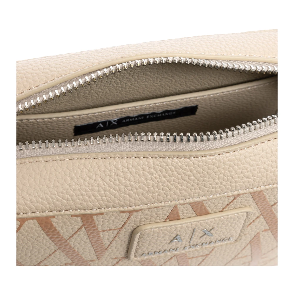 Armani Exchange Logo Crossbody Tas met Ritssluiting Beige Dames