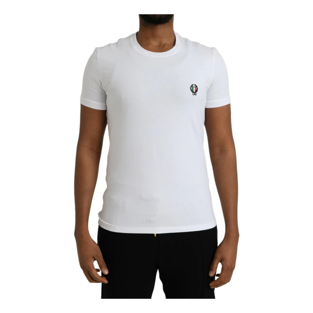 Dolce & Gabbana Wit Logo Crest Crew Neck T-shirt White Heren