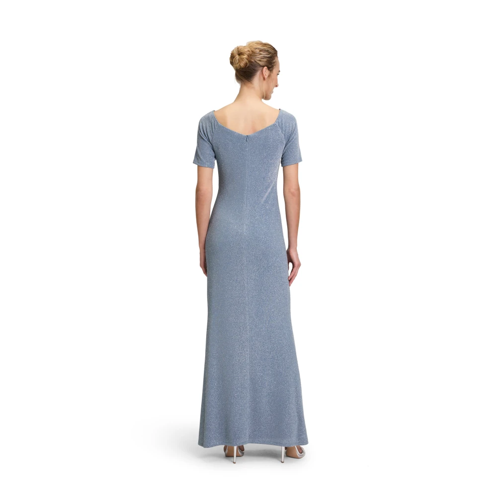 Vera Mont Glitter Avondjurk met Ruches Blue Dames