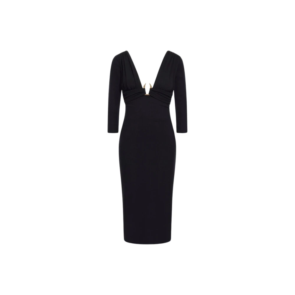 Roberto Cavalli Women's Black Gold Detail Midi Dress - Midi Dresses - Xl - Dresses