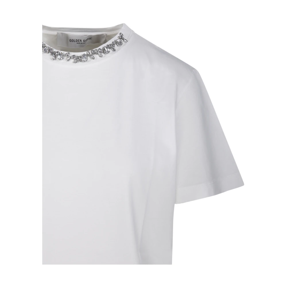 Golden Goose Vintage White Geborduurde Regular T-Shirt White Dames