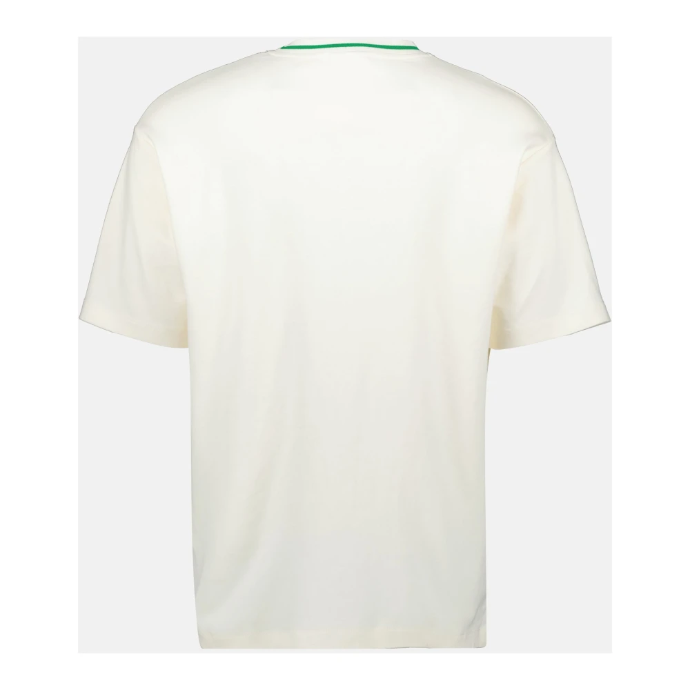 Drole de Monsieur Sportieve Slogan T-shirt in wit en groen White Heren
