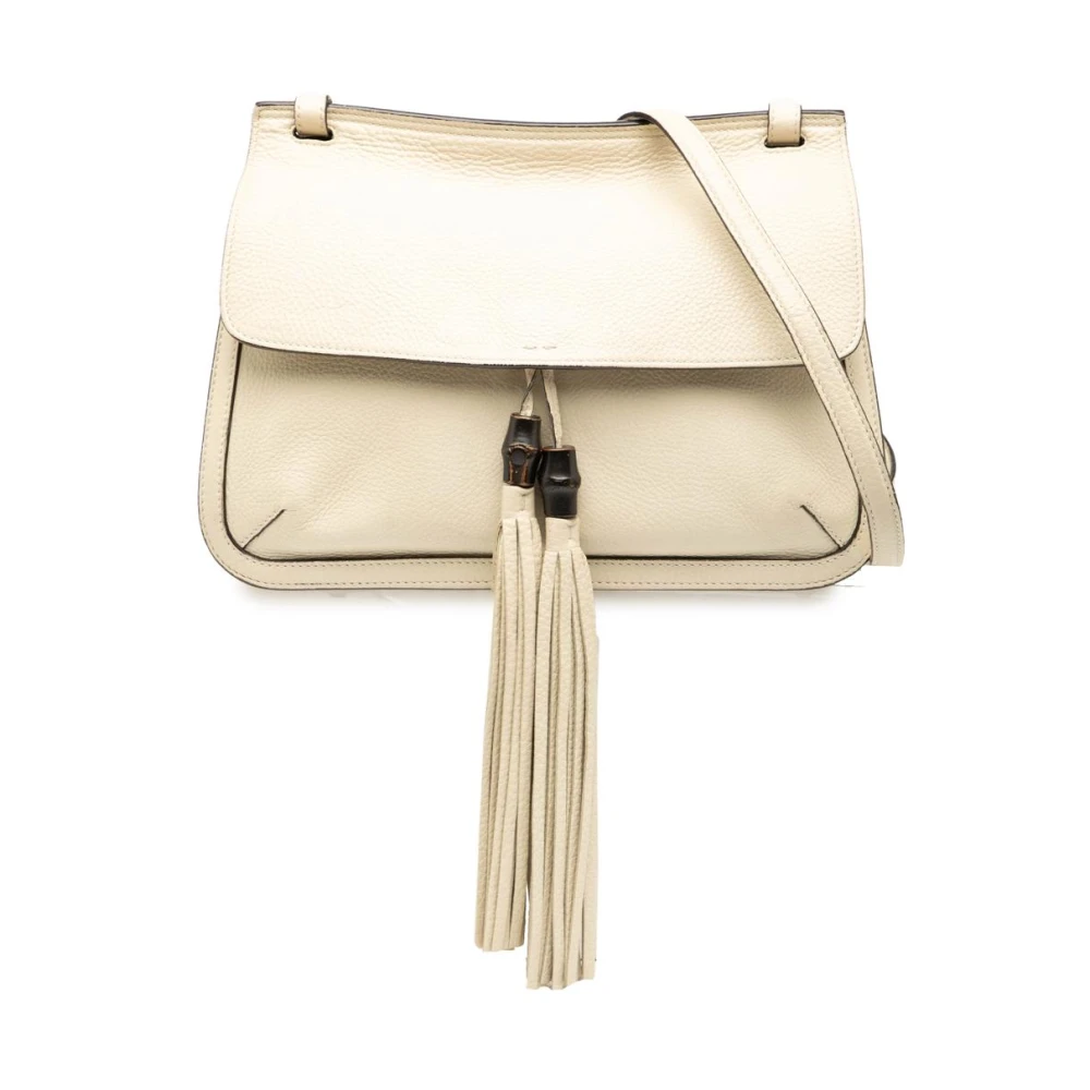 Gucci Vintage Women's White Pre-Owned Tassel Detail Shoulder Bag