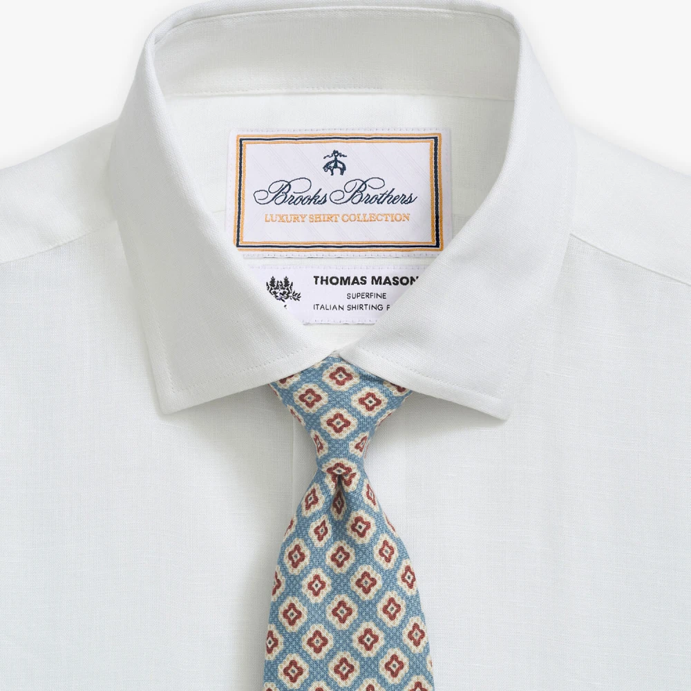 Brooks Brothers Linnen Overhemd met Engelse Spread Collar Blue Heren