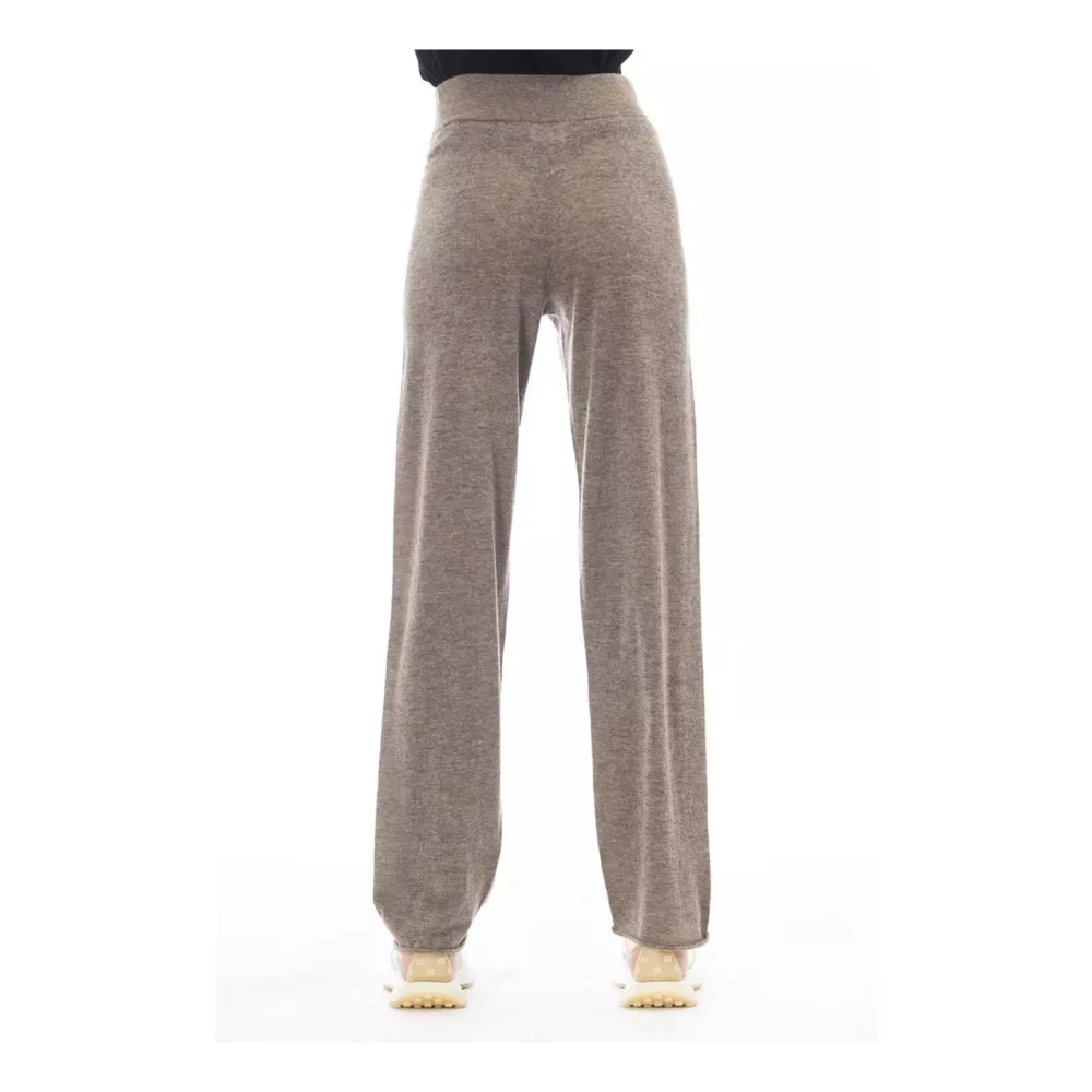 Alpha Studio Bruine Nylon Hoge Taille Broek Brown Dames