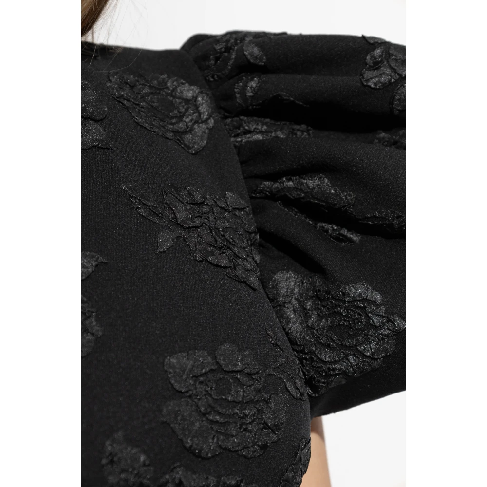 Rotate Birger Christensen Floral Motif Midi Jurk Black Dames