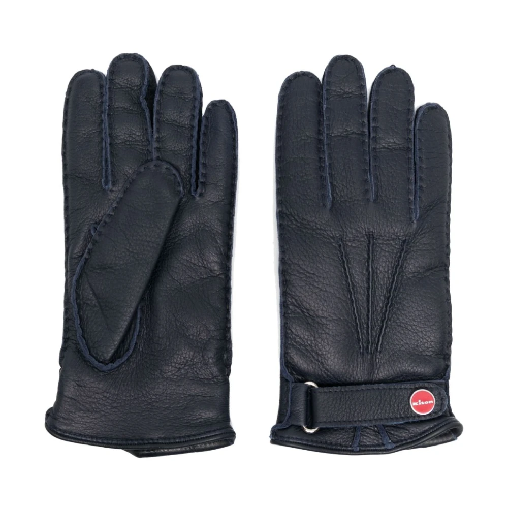 Kiton Blauwe Leren Handschoenen Blue Heren