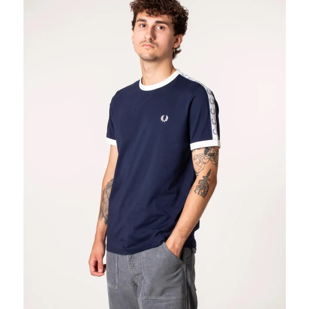 Fred Perry Taped Ringer T-Shirt Carbon Blue Heren
