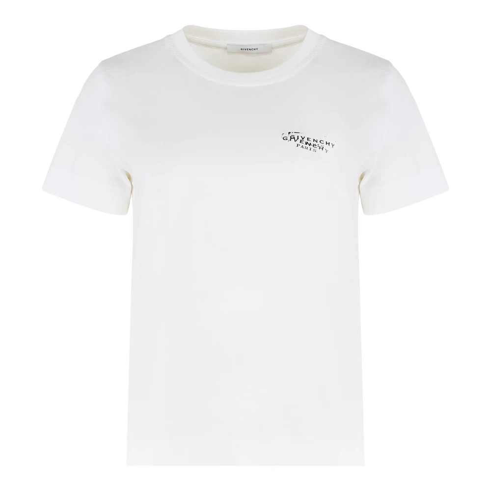 Givenchy Women's White T-Shirts, S, T-Shirt In Cotton With Stamp Print