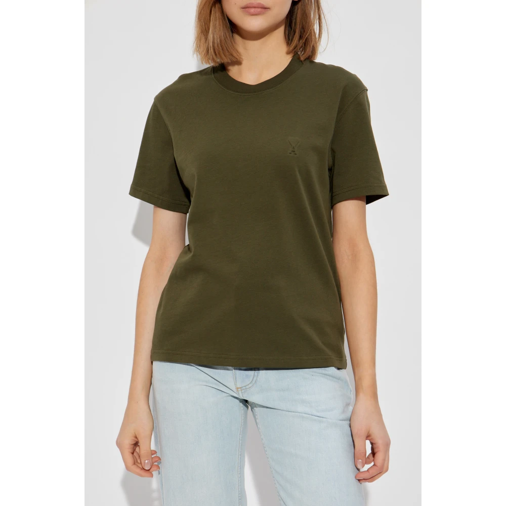 Ami Paris Logo T-Shirt Green Dames