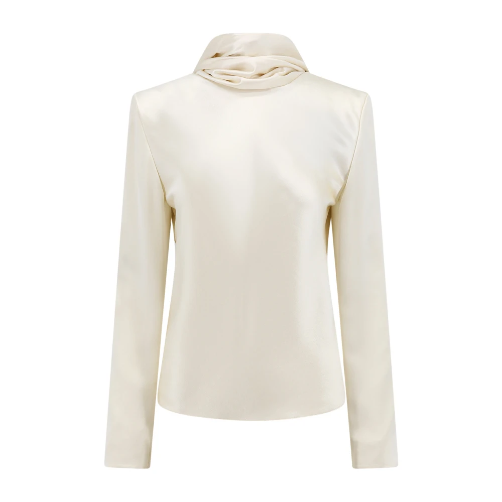 Saint Laurent Witte Zijden Shirt met Capuchonkraag White Dames