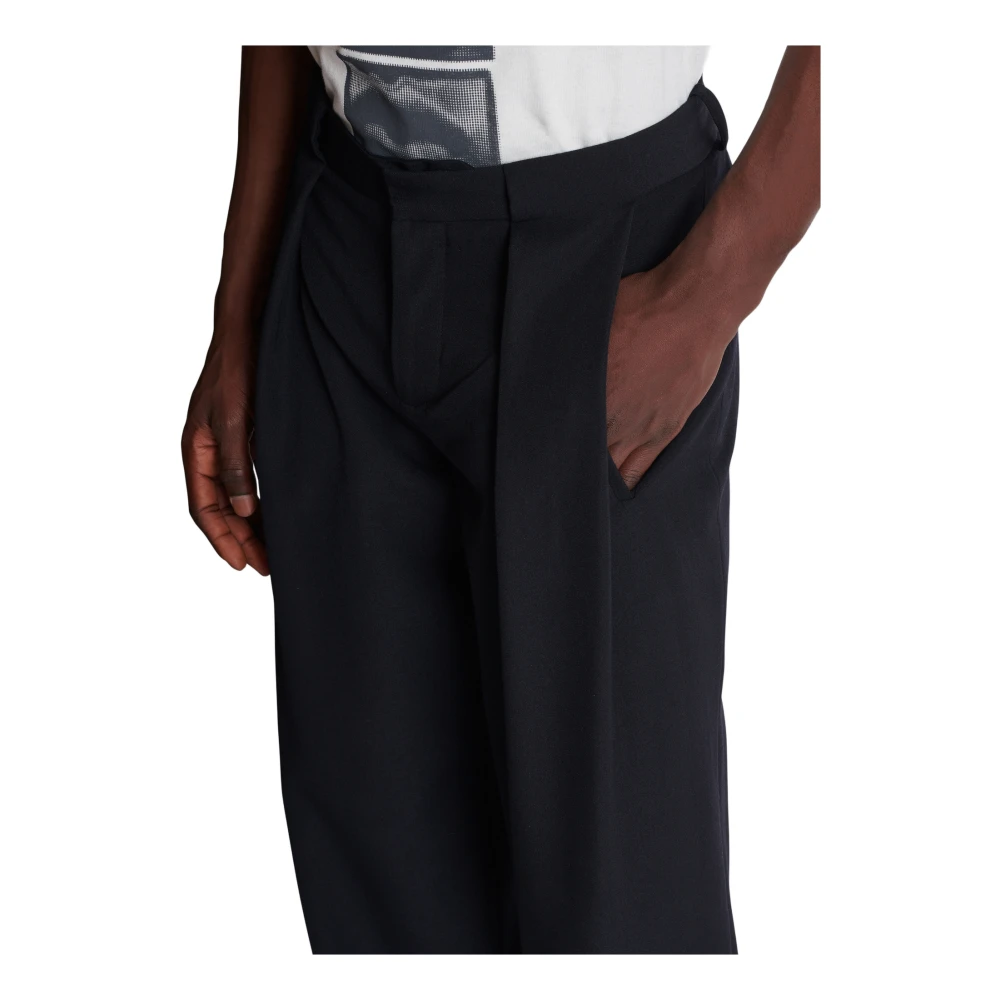 Balmain Pleated Grain de Poudre Broek Black Heren