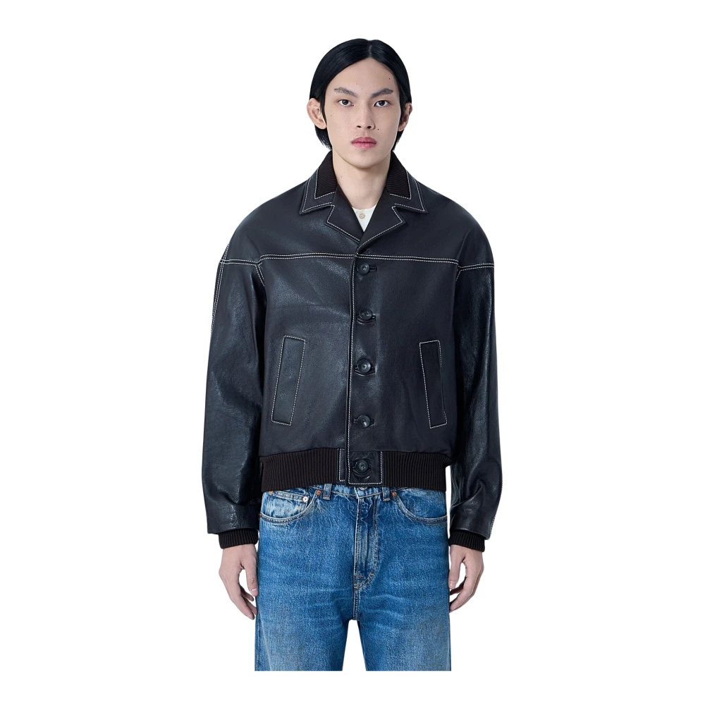 Wales Bonner Brown Time Leather Jacket - Male - Leather Jackets - L - Jackets