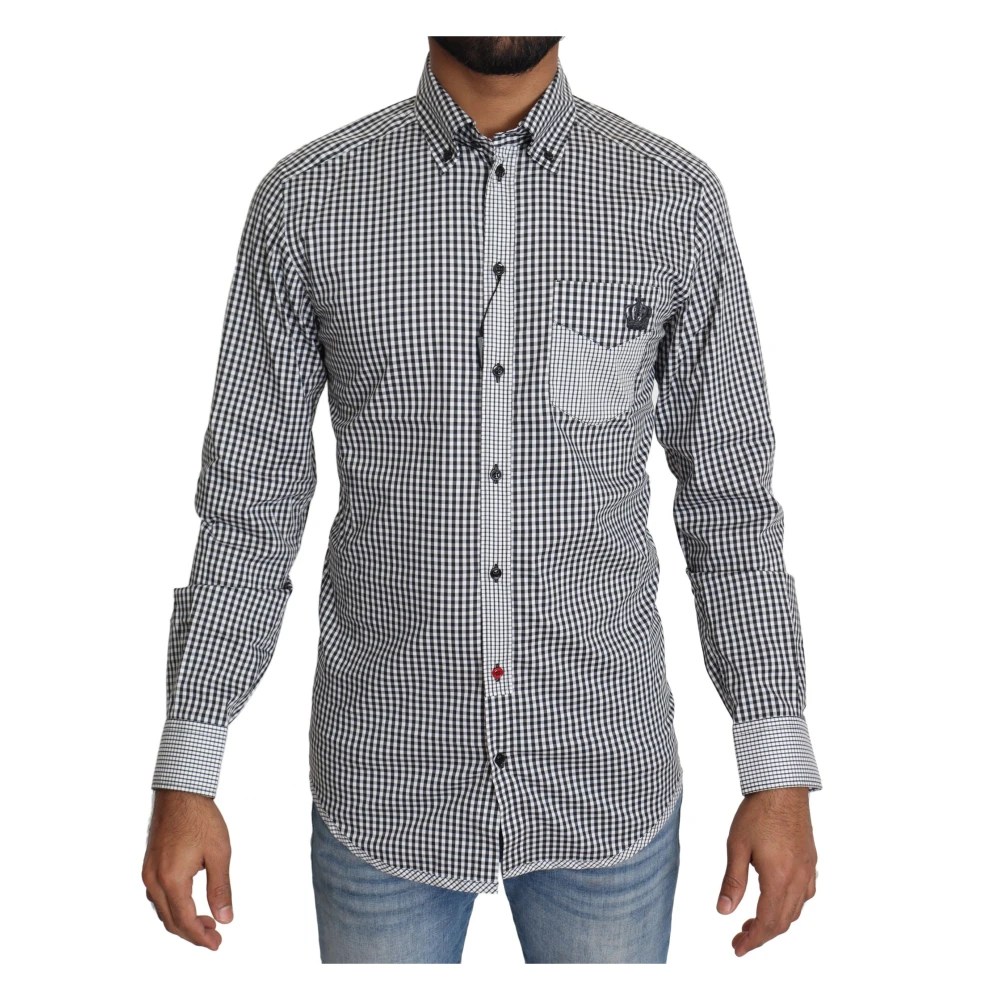 Dolce & Gabbana Elegant Black & White Checkered Gold Casual Shirt - Male - Casual Shirts - Multicolor - Xs - Shirts