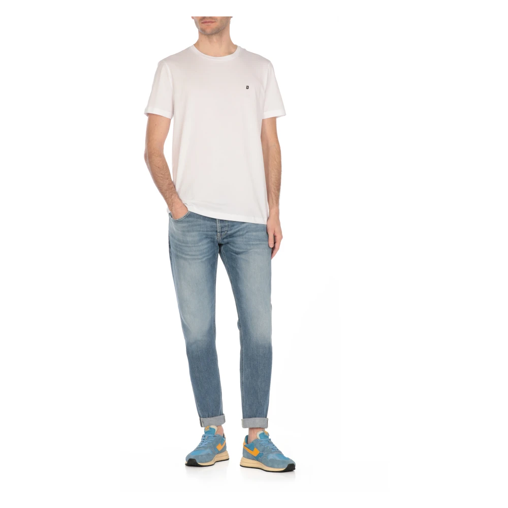 Dondup Wit Katoenen T-shirt met Logo White Heren