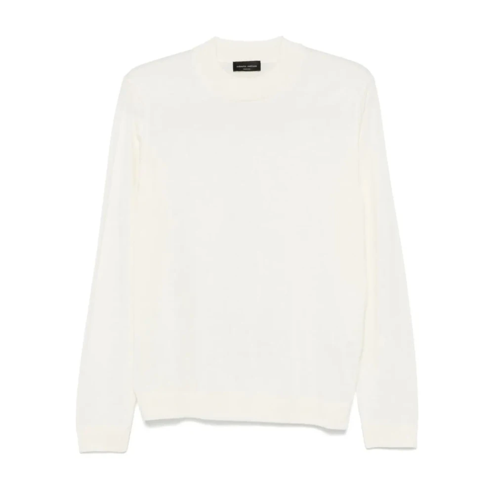 Roberto Collina Elegant Ecru Stickat Aw24 White, Herr