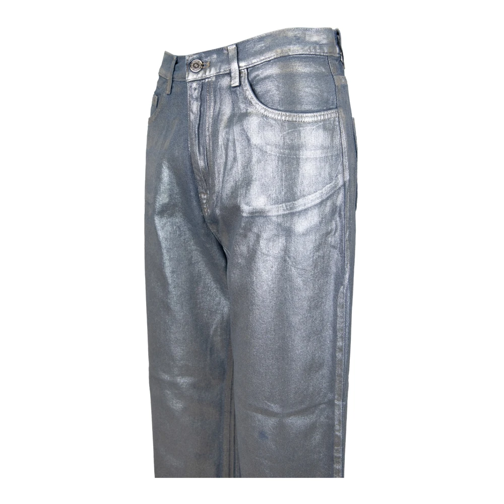 Elisabetta Franchi Ritssluiting Knoop Dames Jeans Gray Dames