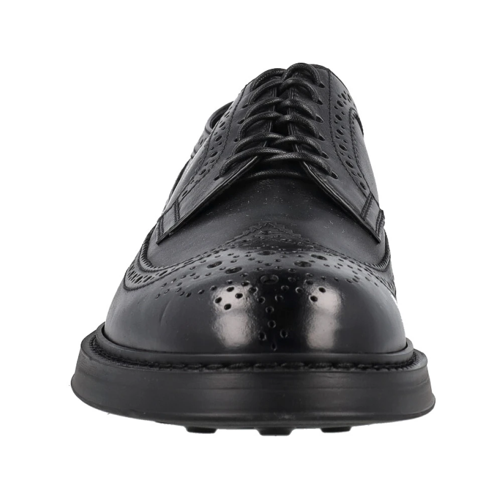 Doucal's Zwarte Leren Veterschoenen Black Heren