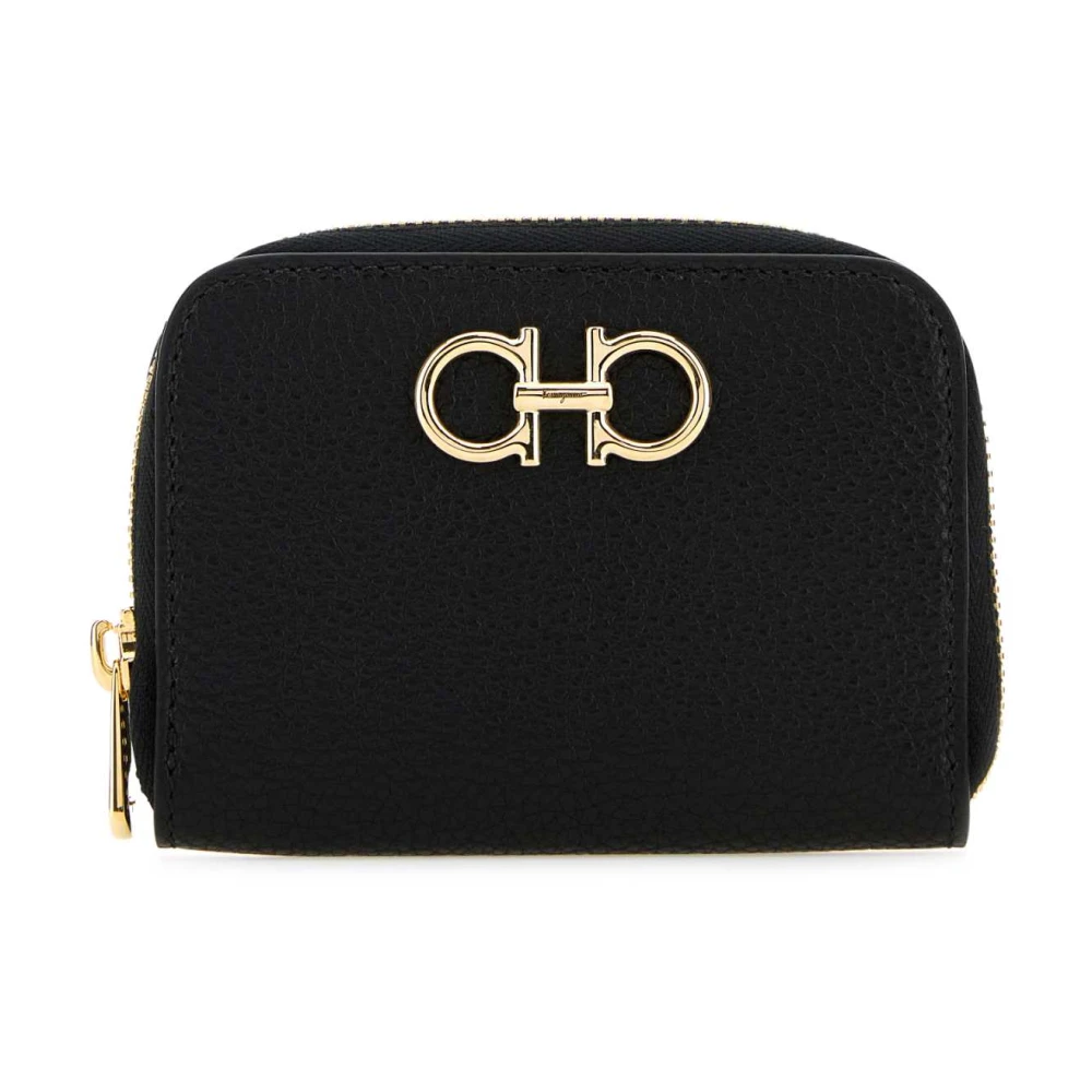Salvatore Ferragamo Stijlvolle zwarte leren munthoes Black Dames