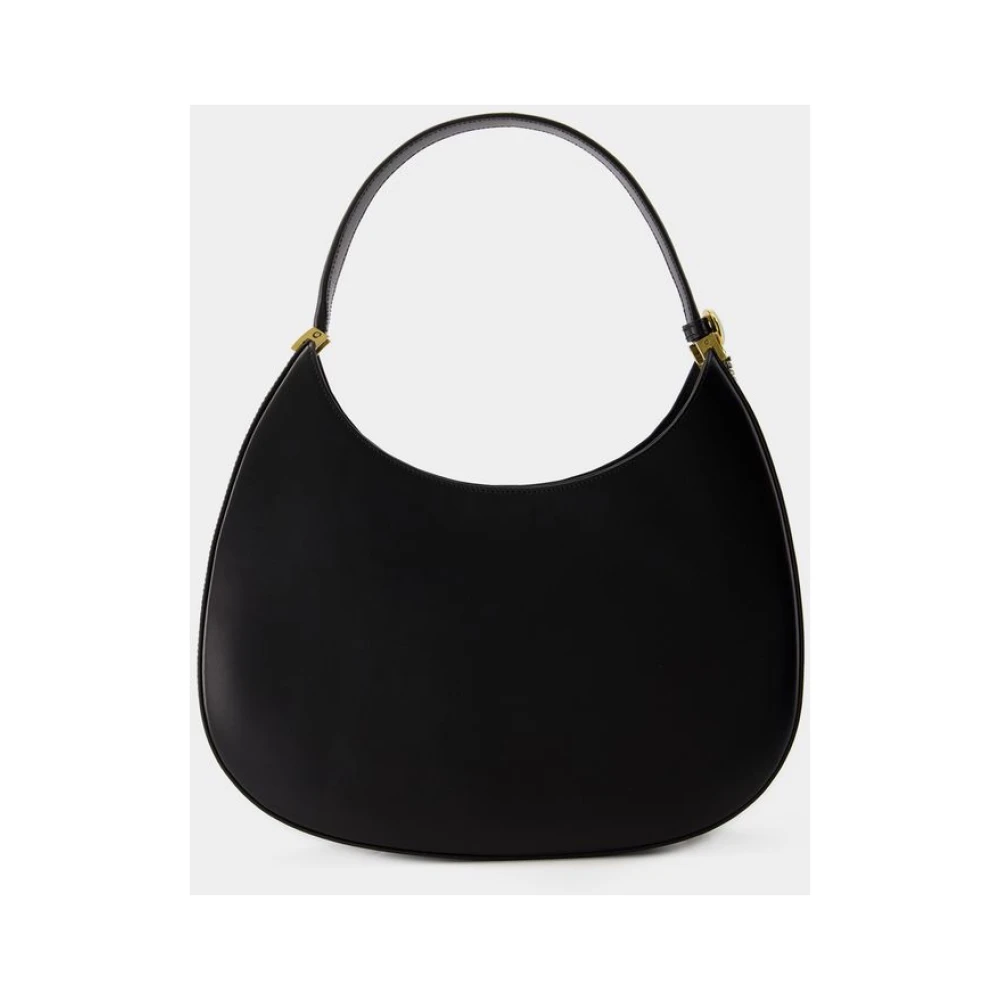 Magda Butrym Zwarte Leren Hobo Tas met Klep Sluiting Black Dames